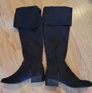 Black suede over the knee boots